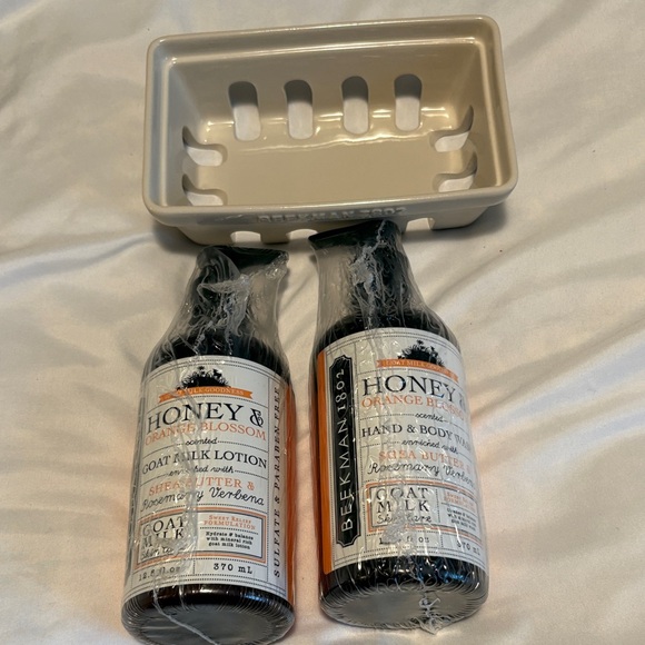 Beekman 1802 Honey & Orange Blossom Lotion and Wash with Cream Dish Sealed NWT - Picture 2 of 3